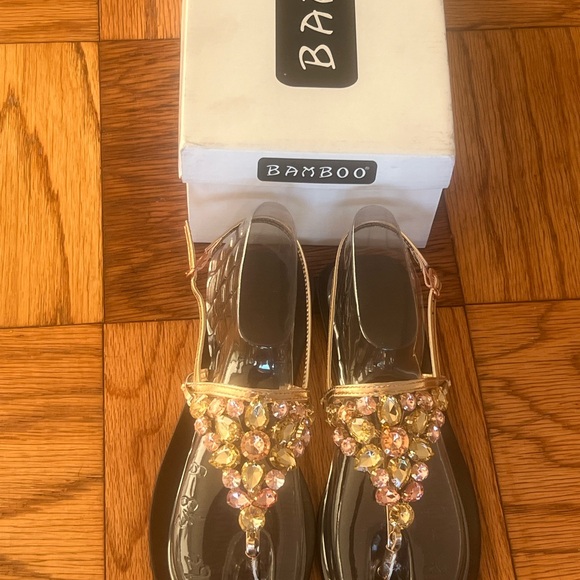 BAMBOO Shoes - 🔥🔥Brand New Rhinestone T-Strap Slide Sandals Slingback Open Toe Sandals 🔥🔥